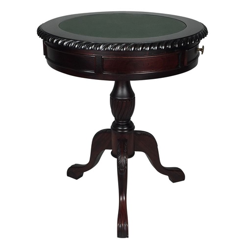 Solid Mahogany Wood  Chippendale Round Table With Vinyl Insert 60cm