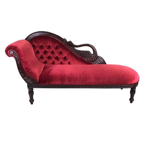 Solid Mahogany Wood Reproduction Style Swan Chaise Lounge / Love Seat