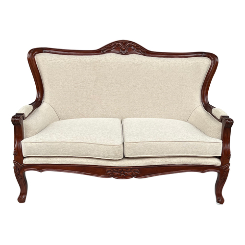 Solid Mahogany Wood 2 Seater Classic Sofa
