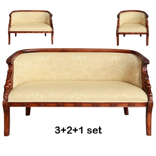 Solid Mahogany Wood Swan Lounge Set / Sofa
