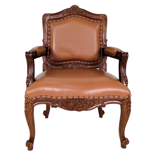 French Provincial Style Louis Sofa Arm Chair Solid Mahogany Wood 