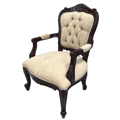 Solid Mahogany Wood French Louis Reproduction Style Sofa Arm Chair