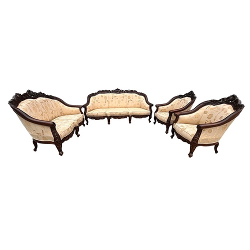 Solid Mahogany Reproduction Bordeaux Classic Carved Lounge Set Sofa  3-2-1-1