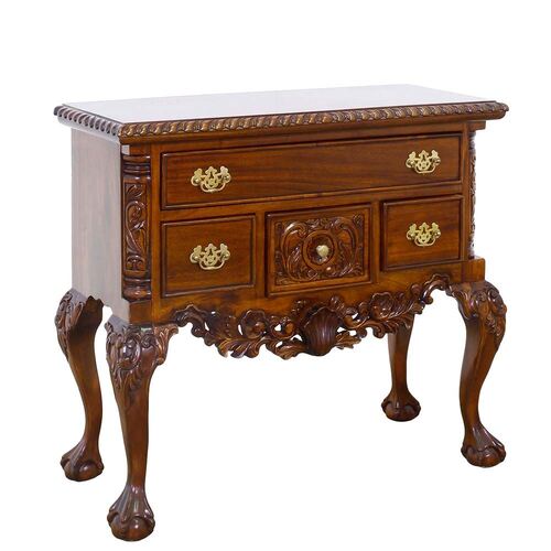 Solid Mahogany Wood Chippendale Style Low Boy Side Table / Chest 