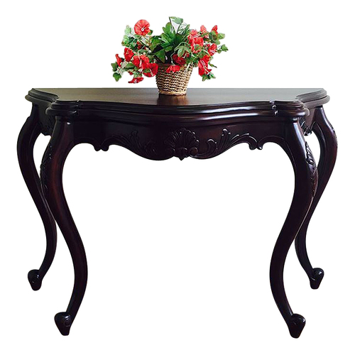 Solid Mahogany Wood Serpentine Style Hall Table 