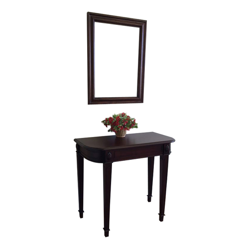 Solid Mahogany Wood Semi Round Large Hall Table & Mirror
