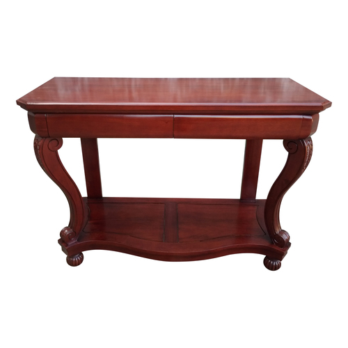 Solid Mahogany Wood 2 Drawers Louis Style Hall Table