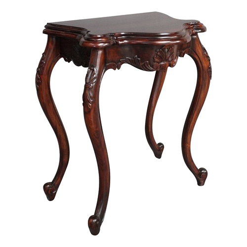 Solid Mahogany Wood Serpentine Style Hall Table