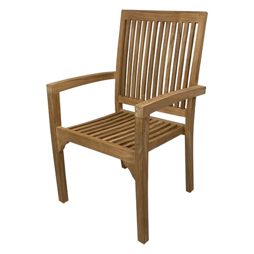 Outdoor Furniture Solid Teak Wood Stackable Garden Arm Chair