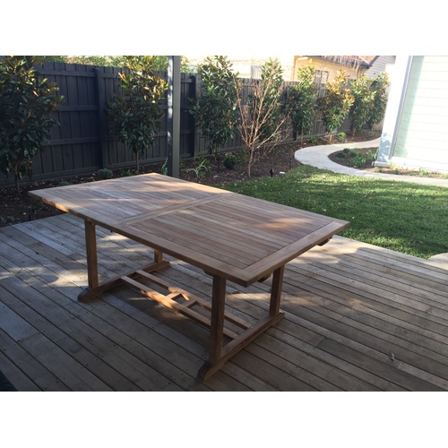 Outdoor Furniture Solid Teak Wood Rectangular Extension Table 2.4m