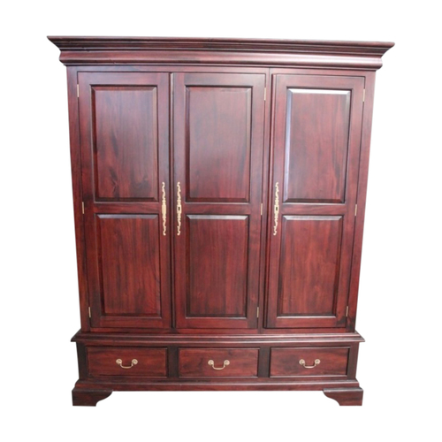 Solid Mahogany Wood Regency 3 Door & Drawer Wardrobe 